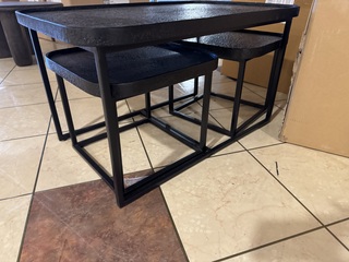 Set van 3 salontafels, zwart liquid metal